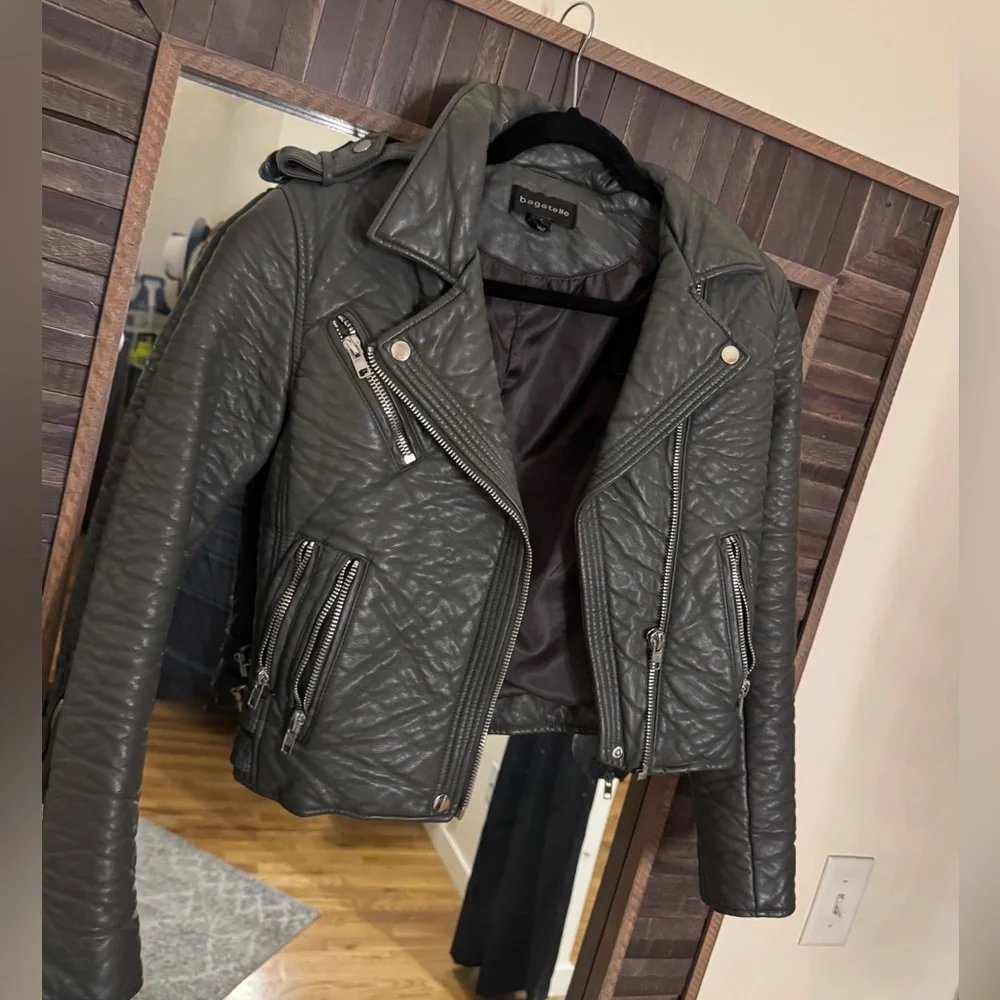 Bagatelle Gray Leather Jacket - Picture 1 of 1